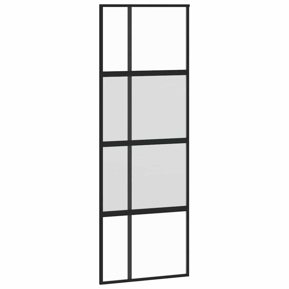 Produktbild för Skjutdörr med beslag svart 76x205 cm härdat glas