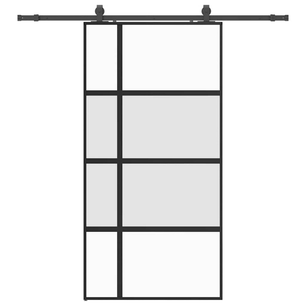 Produktbild för Skjutdörr med beslag svart 102,5x205 cm härdat glas