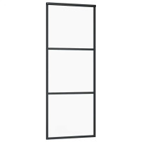 Produktbild för Skjutdörr med beslag svart 76x205 cm ESG-glas