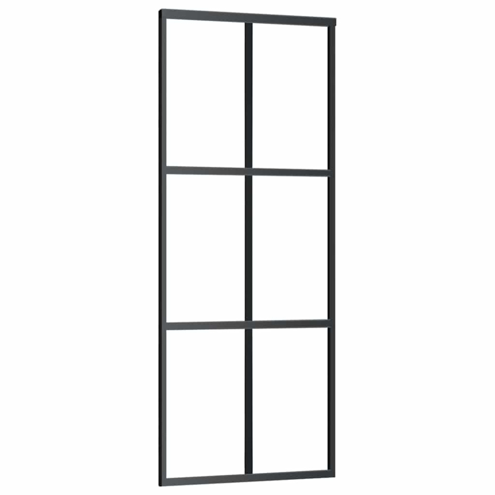Produktbild för Skjutdörr med beslag svart 76x205 cm ESG-glas