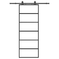 Produktbild för Skjutdörr med beslag svart 76x205 cm ESG-glas