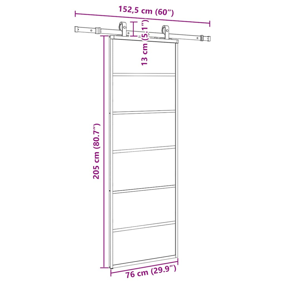 Produktbild för Skjutdörr med beslag svart 76x205 cm ESG-glas