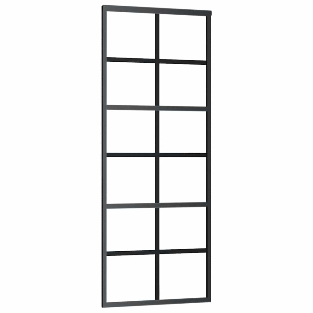 Produktbild för Skjutdörr med beslag svart 76x205 cm ESG-glas