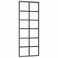 Produktbild för Skjutdörr med beslag svart 76x205 cm ESG-glas