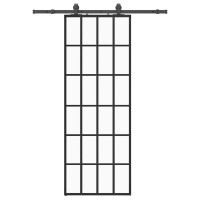 Produktbild för Skjutdörr med beslag svart 76x205 cm ESG-glas