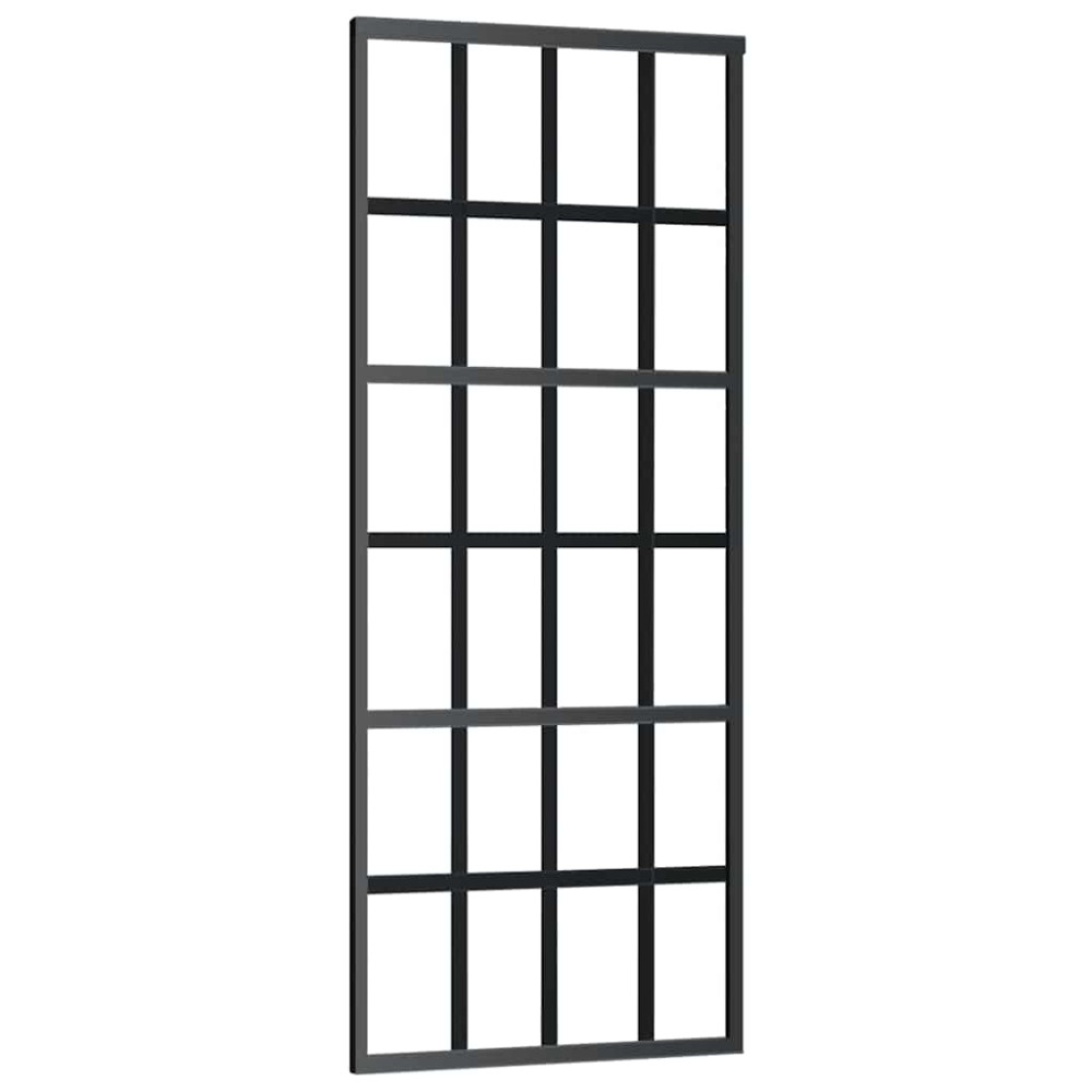 Produktbild för Skjutdörr med beslag svart 76x205 cm ESG-glas