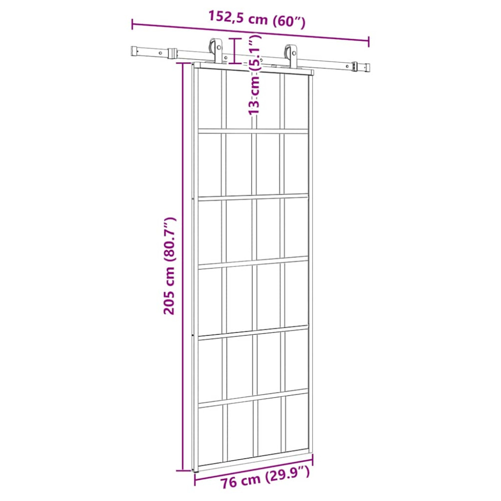 Produktbild för Skjutdörr med beslag svart 76x205 cm ESG-glas