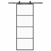 Produktbild för Skjutdörr med beslag svart 76x205 cm ESG-glas