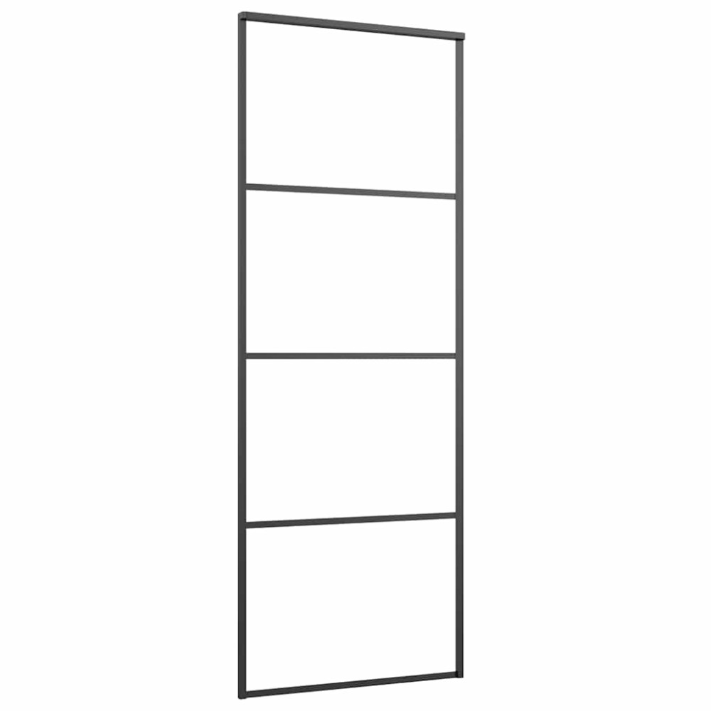 Produktbild för Skjutdörr med beslag svart 76x205 cm ESG-glas