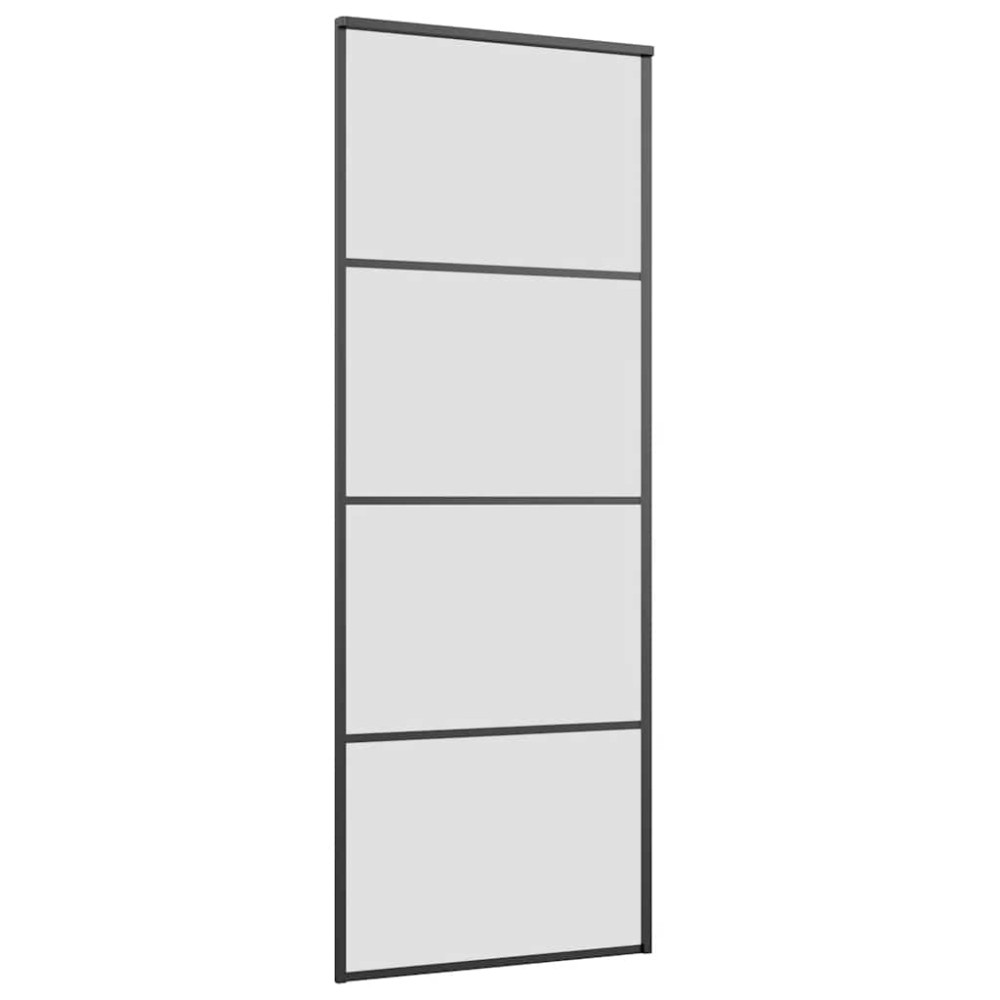 Produktbild för Skjutdörr med beslag svart 76x205 cm ESG-glas