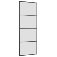 Produktbild för Skjutdörr med beslag svart 76x205 cm ESG-glas