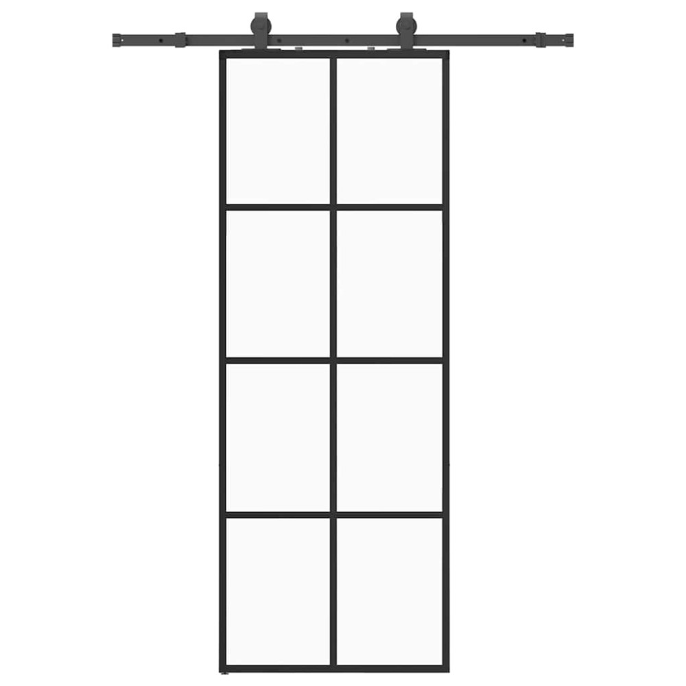 Produktbild för Skjutdörr med beslag svart 76x205 cm ESG-glas