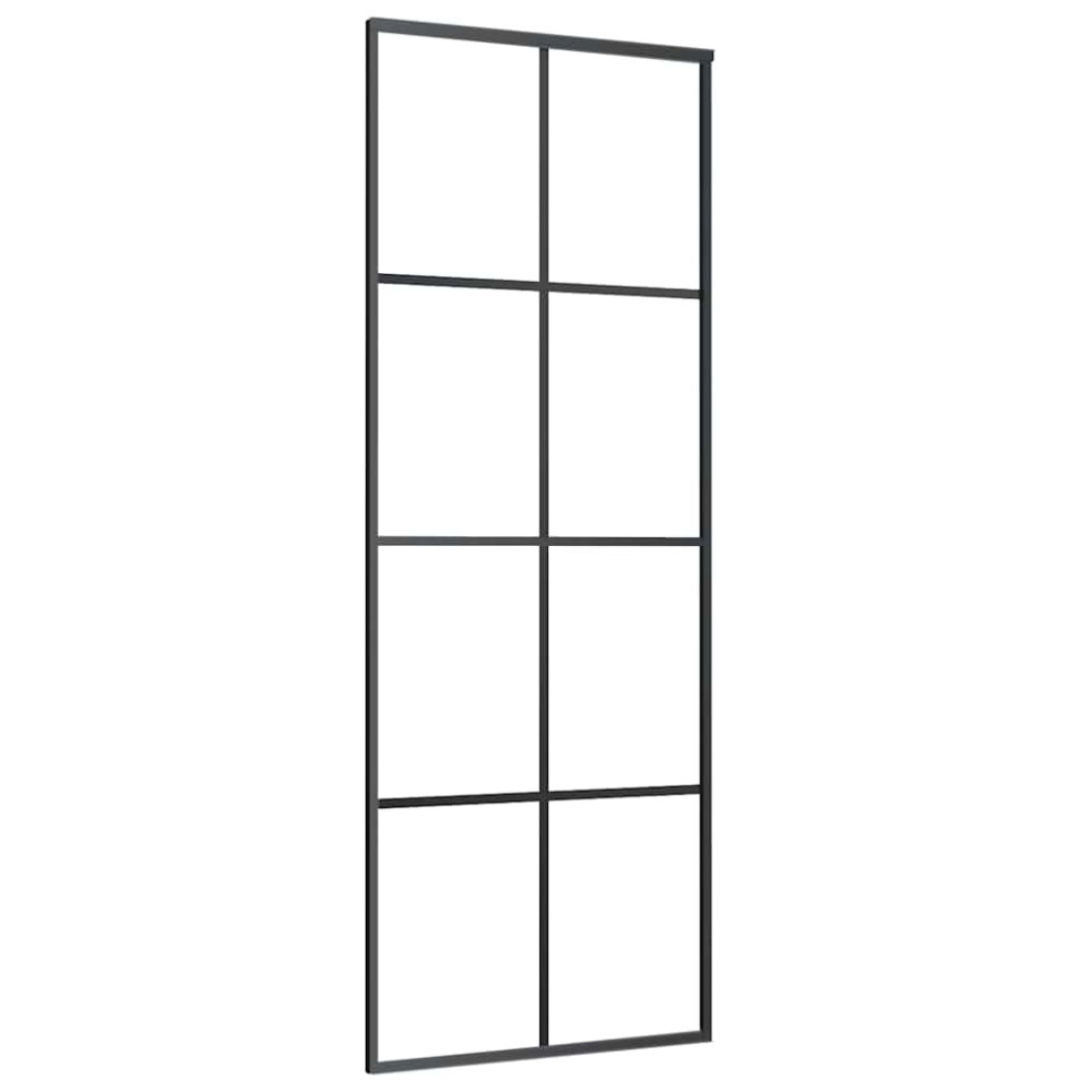 Produktbild för Skjutdörr med beslag svart 76x205 cm ESG-glas