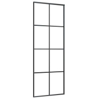Produktbild för Skjutdörr med beslag svart 76x205 cm ESG-glas
