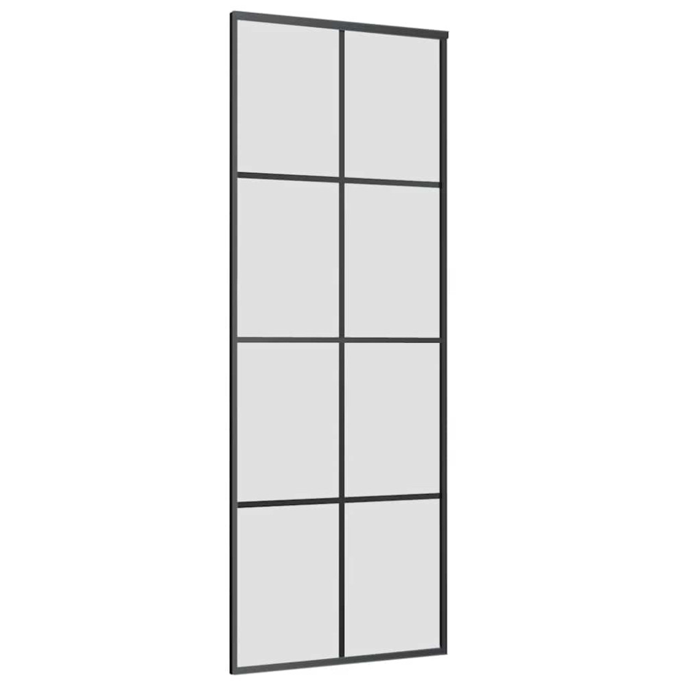 Produktbild för Skjutdörr med beslag svart 76x205 cm ESG-glas