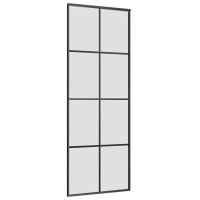 Produktbild för Skjutdörr med beslag svart 76x205 cm ESG-glas