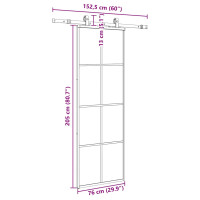 Produktbild för Skjutdörr med beslag svart 76x205 cm ESG-glas
