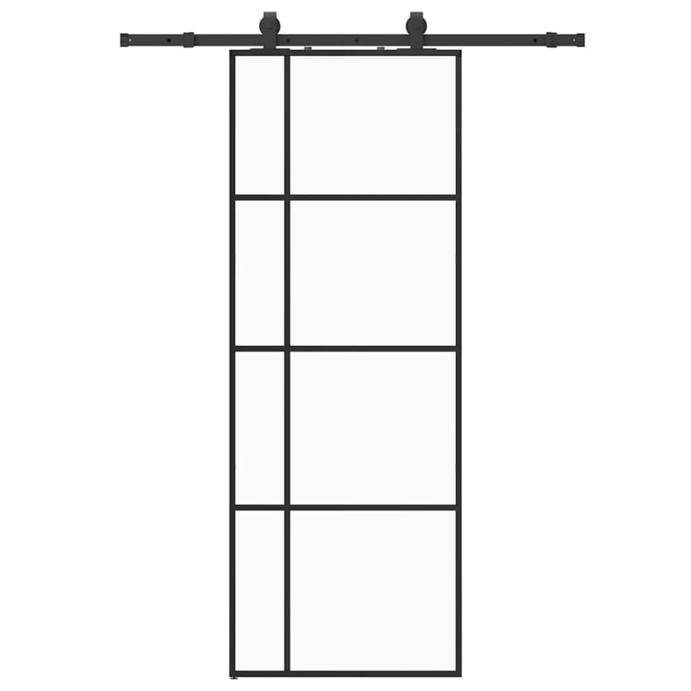 Produktbild för Skjutdörr med beslag svart 76x205 cm ESG-glas