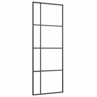 Produktbild för Skjutdörr med beslag svart 76x205 cm ESG-glas