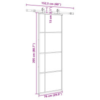 Produktbild för Skjutdörr med beslag svart 76x205 cm ESG-glas