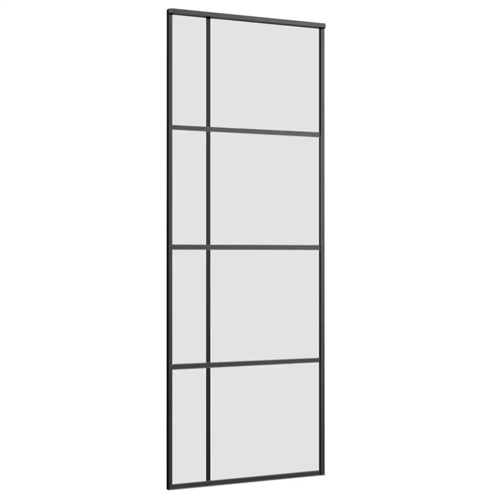 Produktbild för Skjutdörr med beslag svart 76x205 cm ESG-glas
