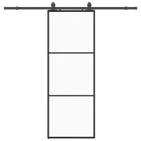 Produktbild för Skjutdörr med beslag svart 76x205 cm ESG-glas