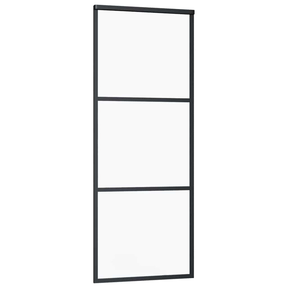 Produktbild för Skjutdörr med beslag svart 76x205 cm ESG-glas