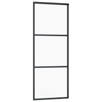 Produktbild för Skjutdörr med beslag svart 76x205 cm ESG-glas