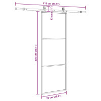 Produktbild för Skjutdörr med beslag svart 76x205 cm ESG-glas