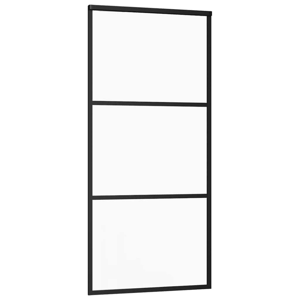 Produktbild för Skjutdörr med beslag svart 90x205 cm ESG-glas