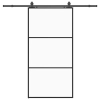 Produktbild för Skjutdörr med beslag svart 102x205 cm ESG-glas