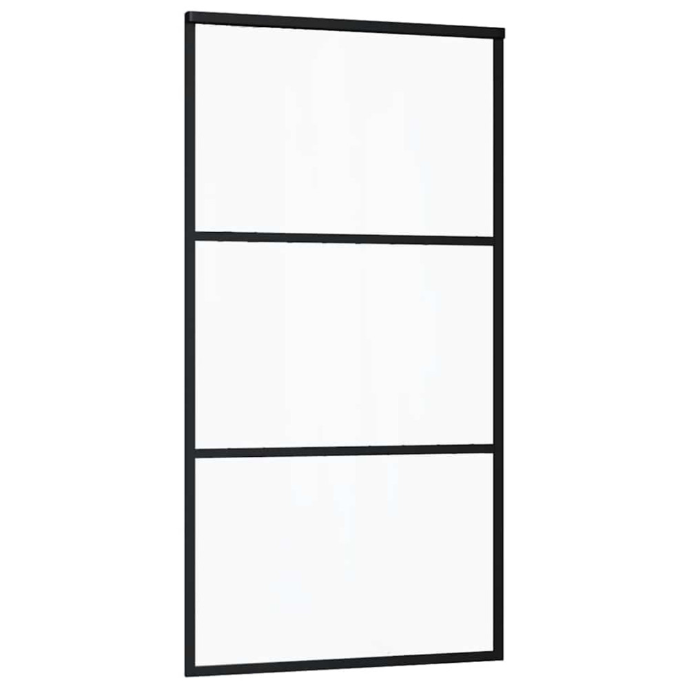 Produktbild för Skjutdörr med beslag svart 102x205 cm ESG-glas