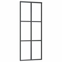 Produktbild för Skjutdörr med beslag svart 76x205 cm ESG-glas