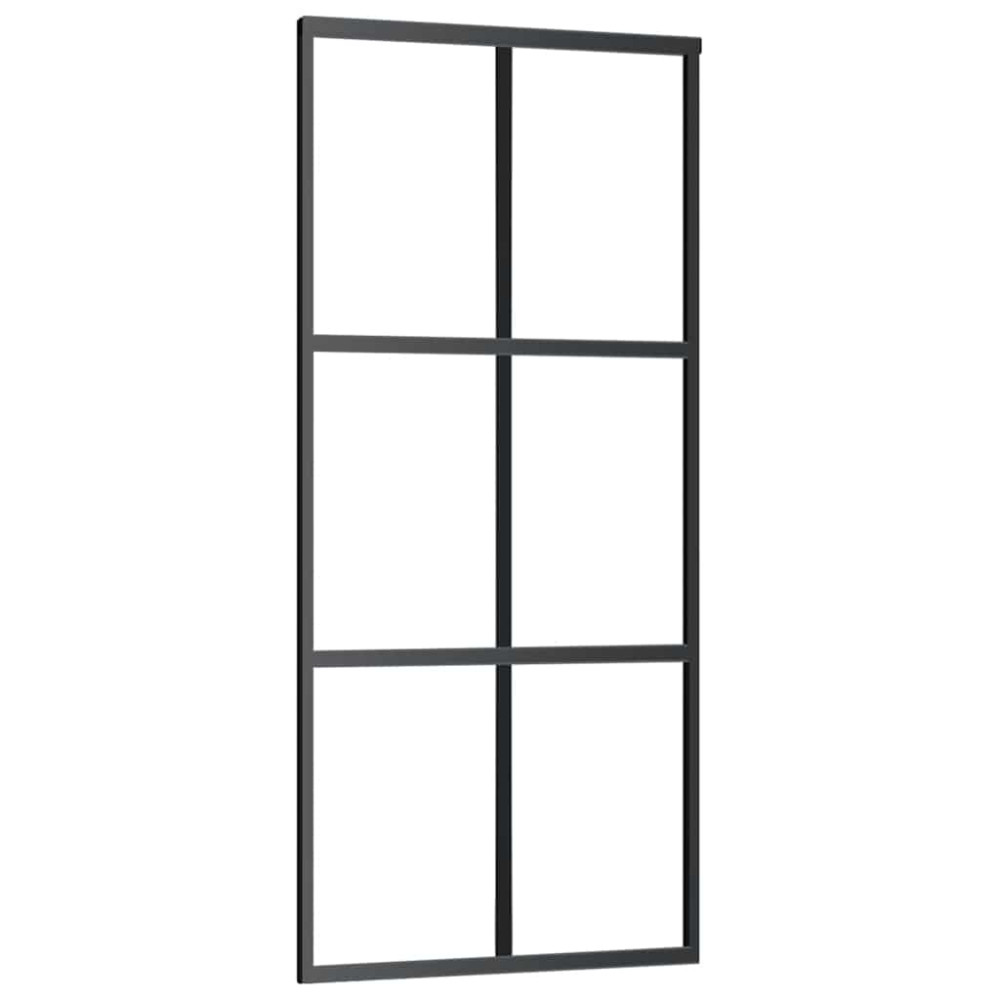 Produktbild för Skjutdörr med beslag svart 90x205 cm ESG-glas