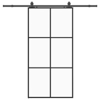 Produktbild för Skjutdörr med beslag svart 102x205 cm ESG-glas