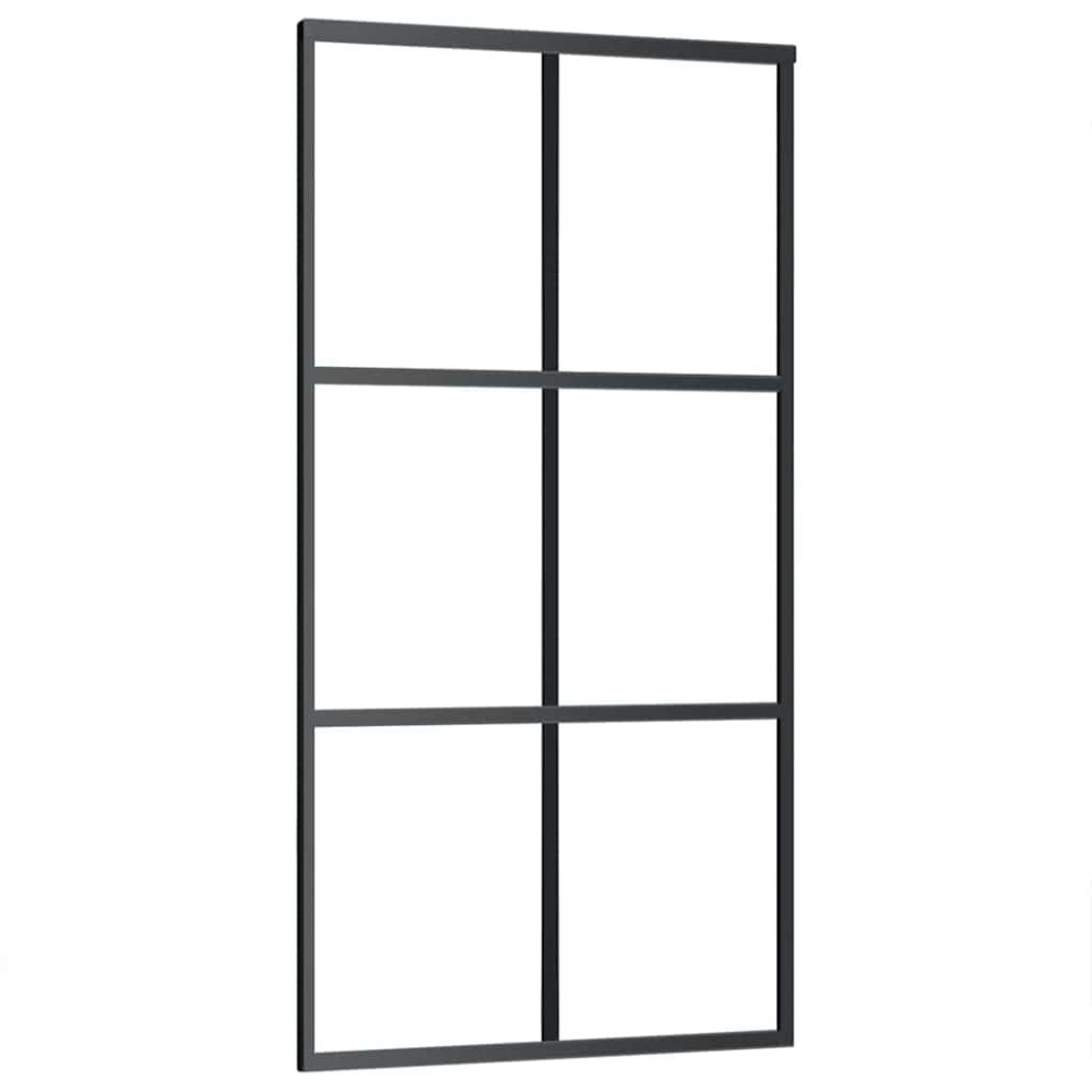 Produktbild för Skjutdörr med beslag svart 102x205 cm ESG-glas