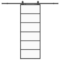 Produktbild för Skjutdörr med beslag svart 76x205 cm ESG-glas