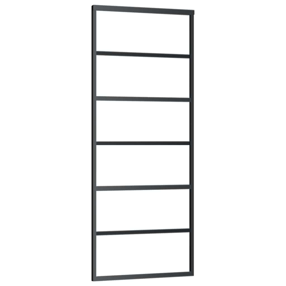 Produktbild för Skjutdörr med beslag svart 76x205 cm ESG-glas