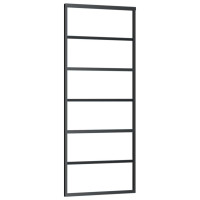 Produktbild för Skjutdörr med beslag svart 76x205 cm ESG-glas