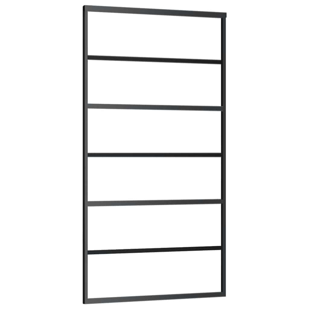 Produktbild för Skjutdörr med beslag svart 102x205 cm ESG-glas