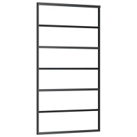 Produktbild för Skjutdörr med beslag svart 102x205 cm ESG-glas
