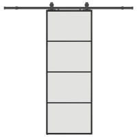Produktbild för Skjutdörr med beslag svart 76x205 cm ESG-glas