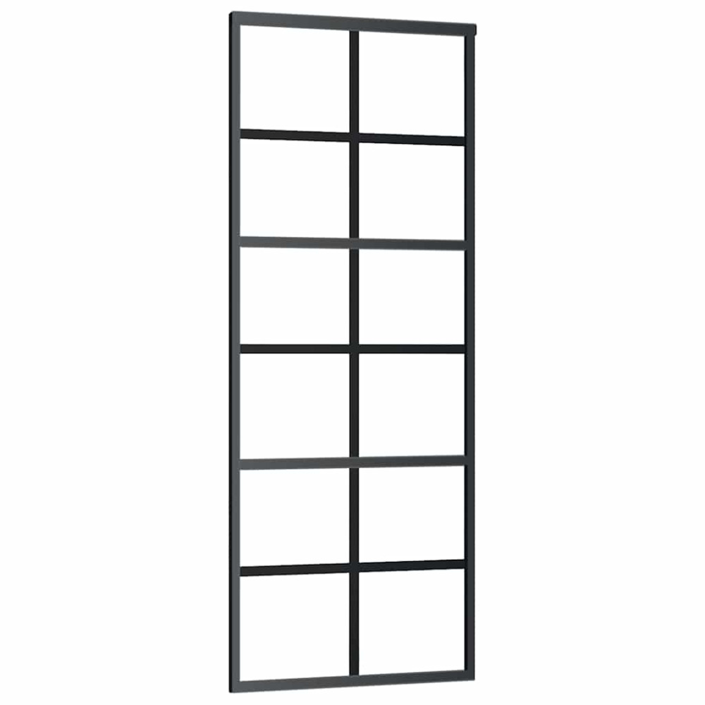 Produktbild för Skjutdörr med beslag svart 76x205 cm ESG-glas