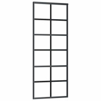 Produktbild för Skjutdörr med beslag svart 76x205 cm ESG-glas