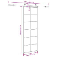 Produktbild för Skjutdörr med beslag svart 76x205 cm ESG-glas