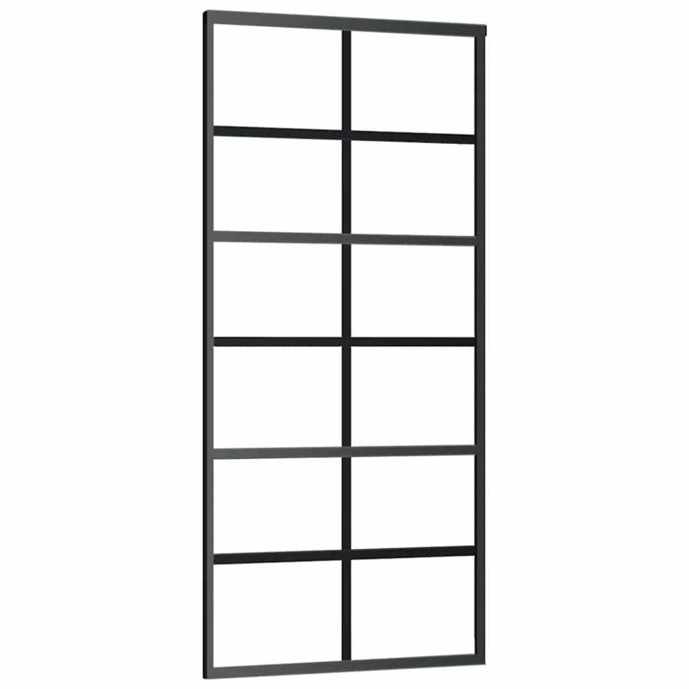 Produktbild för Skjutdörr med beslag svart 90x205 cm ESG-glas