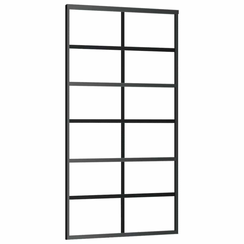 Produktbild för Skjutdörr med beslag svart 102x205 cm ESG-glas