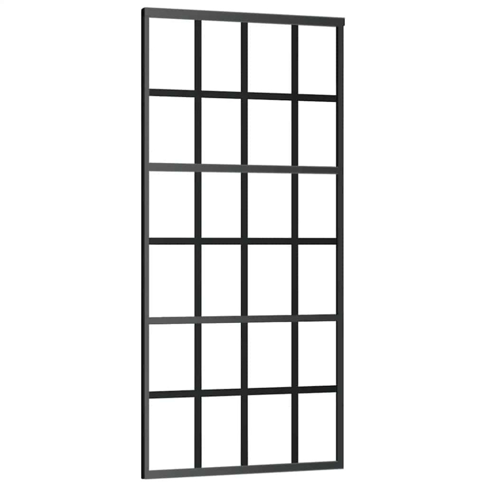 Produktbild för Skjutdörr med beslag svart 90x205 cm ESG-glas