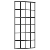 Produktbild för Skjutdörr med beslag svart 90x205 cm ESG-glas