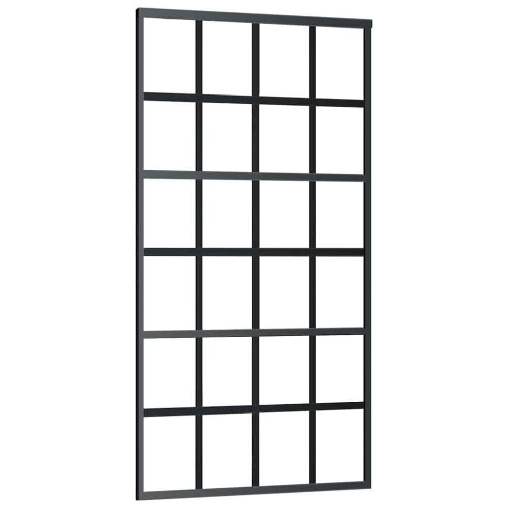 Produktbild för Skjutdörr med beslag svart 102x205 cm ESG-glas